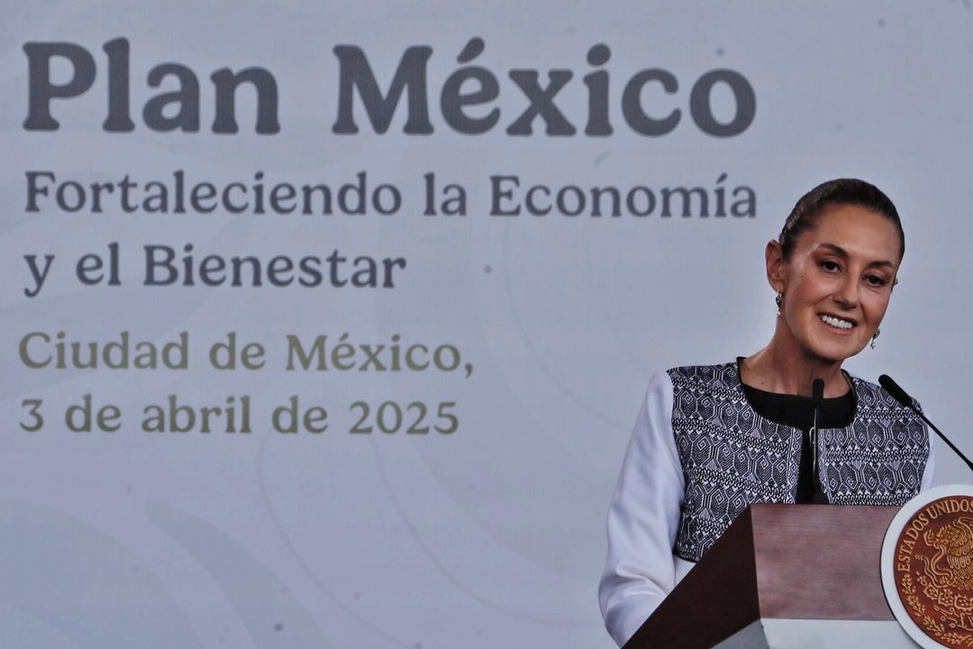 La presidenta Claudia Sheinbaum preside Aceleramos el Plan México en el Museo Nacional de Antropología, el 3 de Abril de 2025. Foto