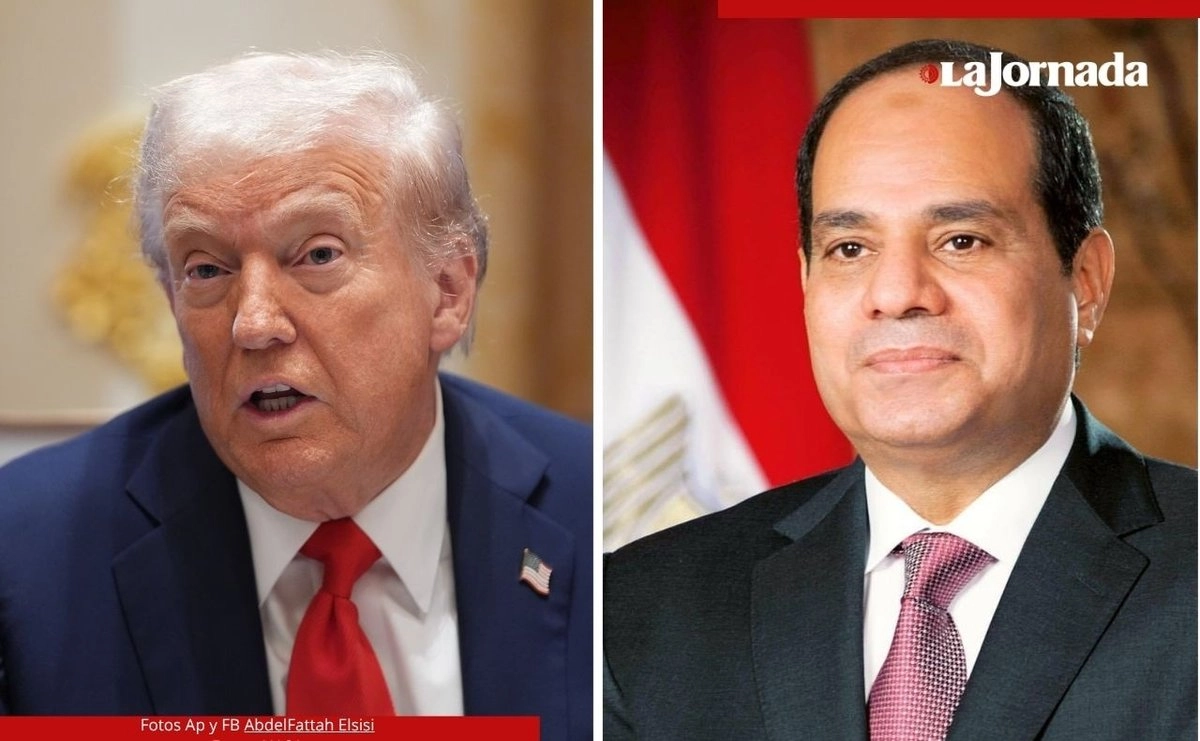 El presidente de EU, Donald Trump, sostuvo una llamada telefónica con el mandatario egipcio, Abdel Fatah al Sisi, en la que abordaron el acuero de paz alcanzado para Gaza. Fotos Ap y FB AbdelFattah Elsisi