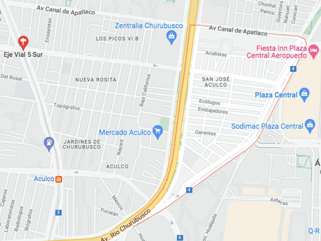 Un presunto delincuente perdió la vida a manos de un policía de la Secretaría Seguridad Ciudadana en calles de la colonia San José Aculco en la alcaldía de Iztapalapa. Imagen tomada de Google Maps