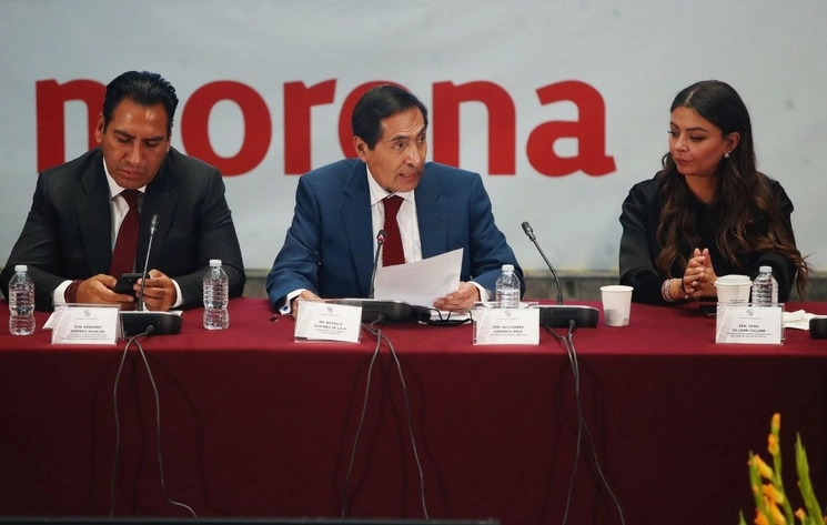 El secretario de Hacienda y Crédito Público, Rogelio Ramírez de la O, durante su participación en la plenaria de Morena en la antigua sede del Senado, en el Centro Histórico de la CDMX, el 31 de agosto de 2023. Foto Cristina Rodríguez