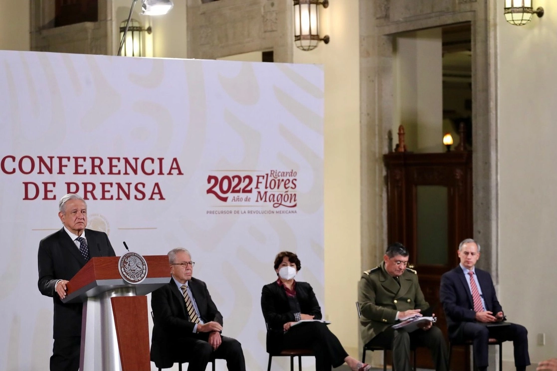 El presidente de México, Andrés Manuel López Obrador, durante su conferencia matutina en Palacio Nacional, en la Ciudad de México, el 8 de marzo de 2022. Foto Roberto García Ortiz