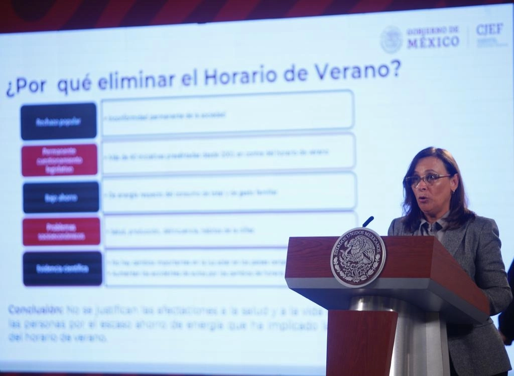Rocío Nahle García, secretaria de Energía, durante la conferencia de prensa matutina en Palacio Nacional, el 5 de julio de 2022. Foto Guillermo Sologuren 



