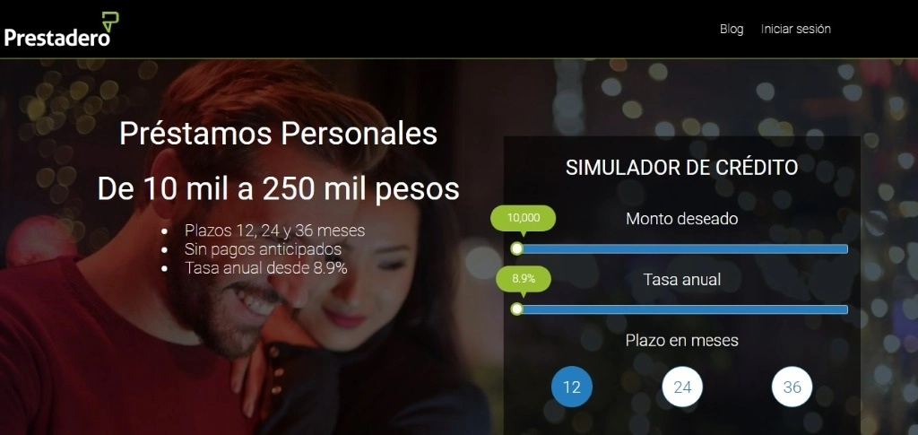 Portada de la página en internet de la Fintech