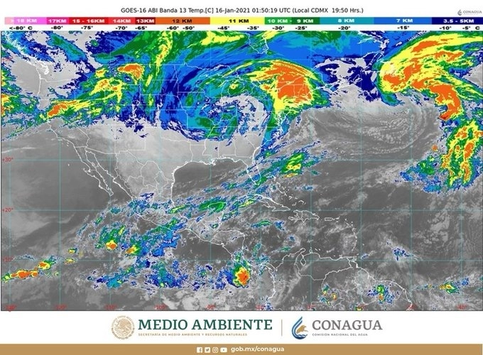 a masa de aire frío que acompaña al frente ocasionará temperaturas de muy frías a gélidas en el norte y centro del país. Imagen cortesía SMN