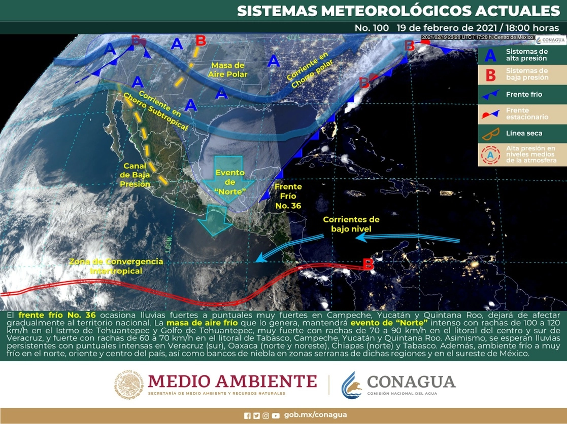 Para este sábado se espera ambiente de frío a gélido, con heladas en las zonas altas de la Mesa del Norte y la Mesa Central. Imagen cortesía SMN