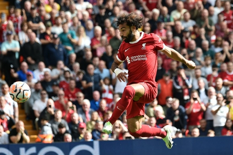 Mohamed Salah marcó el segundo gol de Liverpool ante Bournemouth, en la fecha dos de la Liga Premier. Foto Ap