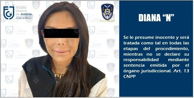 A Diana Sánchez Barrios le impusieron la medida cautelar de prisión preventiva justificada por su presunta participación en los delitos de extorsión agravada y robo agravado en pandilla. Foto  tomada del Twitter de @FiscaliaCDMX / Archivo