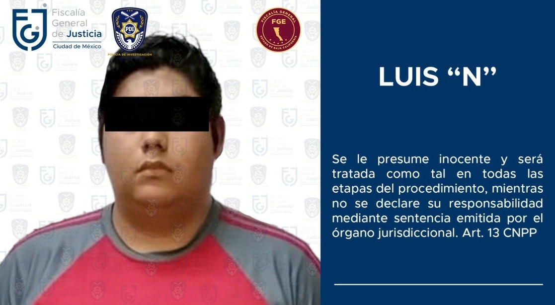 Luis ‘N’ de 24 años fue ingresado al Reclusorio Oriente por policías de investigación. Foto Tomada del Twitter @FiscaliaCDMX
 