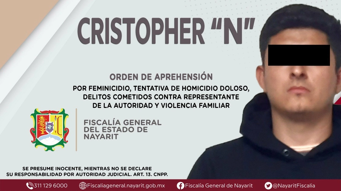 Cristopher Gerardo fue detenido en colaboración con la FGE de Nayarit para ser trasladado al estado de Jalisco. Foto Tomada del Twitter @NayaritFiscalia

