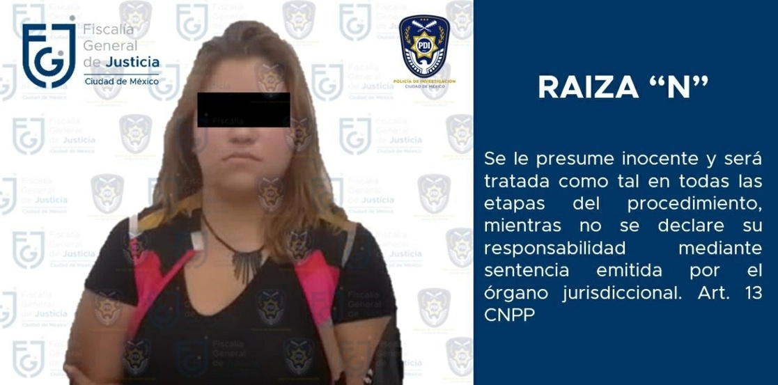 Raiza ‘N’ fue ingresada al penal femenil de Santa Martha Acatitla. Foto Tomada del Twitter @FiscaliaCDMX
