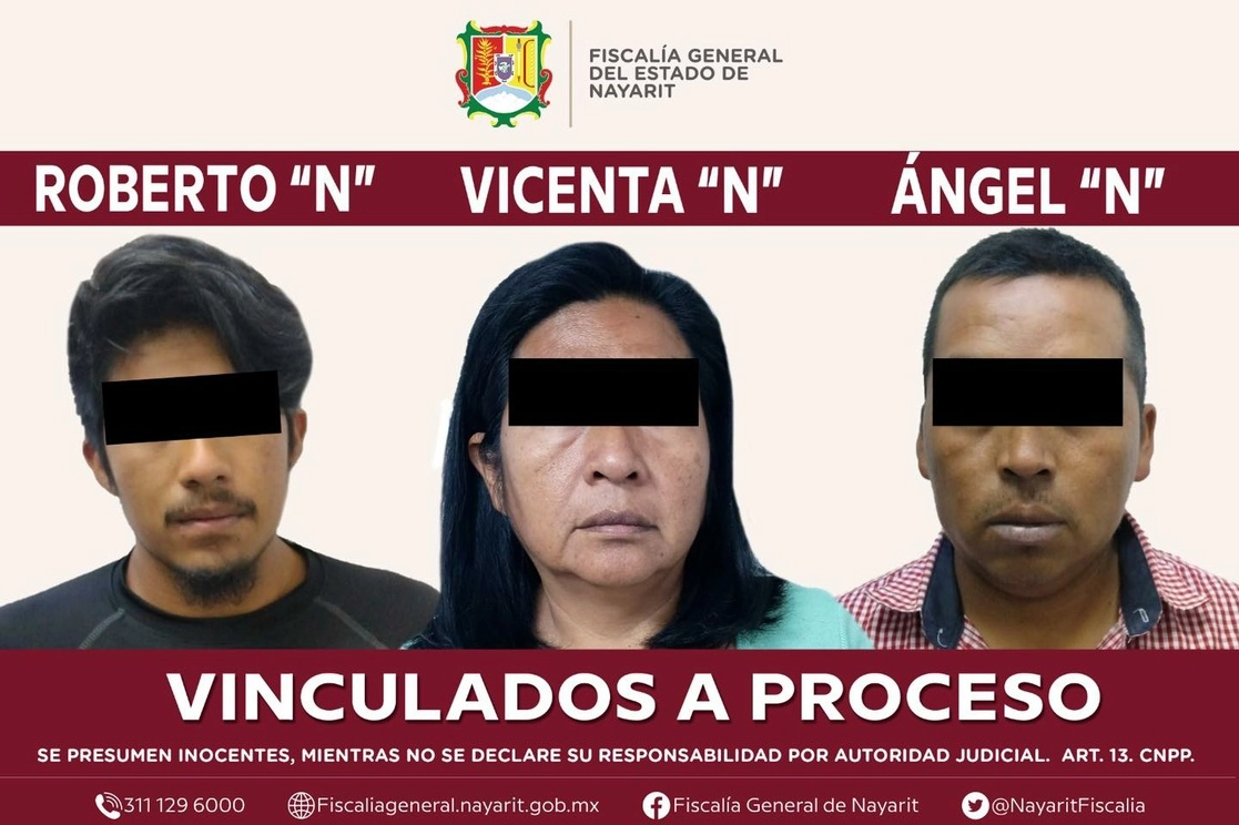 A Juan Roberto ‘N’, Vicenta ‘N’ y Ángel ‘N’ se les dictó la medida cautelar de prisión preventiva. Foto Tomada de https://www.facebook.com/FiscaliaNayarit 
