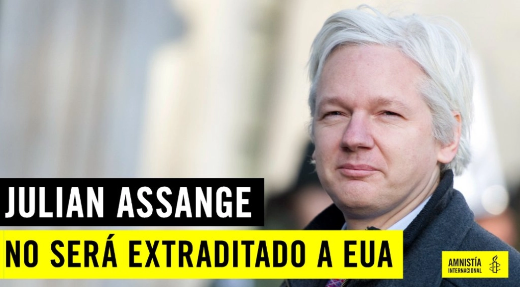 Tras conocerse la resolución de la justicia británica de rechazar la solicitud de extradición de Assange hecha por Estados Unidos, Amnistía Internacional subrayó que los cargos en su contra nunca se debieron presentar. Imagen tomada del Twitter de @AIMexico