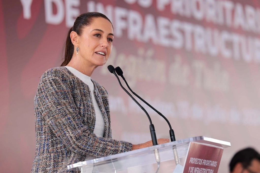 Claudia Sheinbaum, virtual presidenta electa, durante el evento protocolario "Evaluación de proyectos prioritarios y de infraestructura región de Tula". Foto Cuartoscuro
