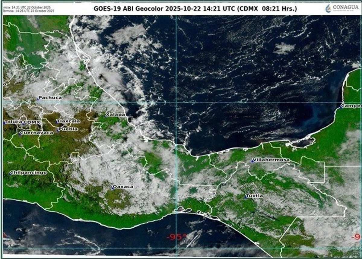 Las regiones del Papaloapan, Las Montañas y Olmeca de Veracruz, el sureste de Tabasco, el norte y este de Oaxaca y el norte, sur y este de Chiapas, tendrán lluvias muy fuertes.