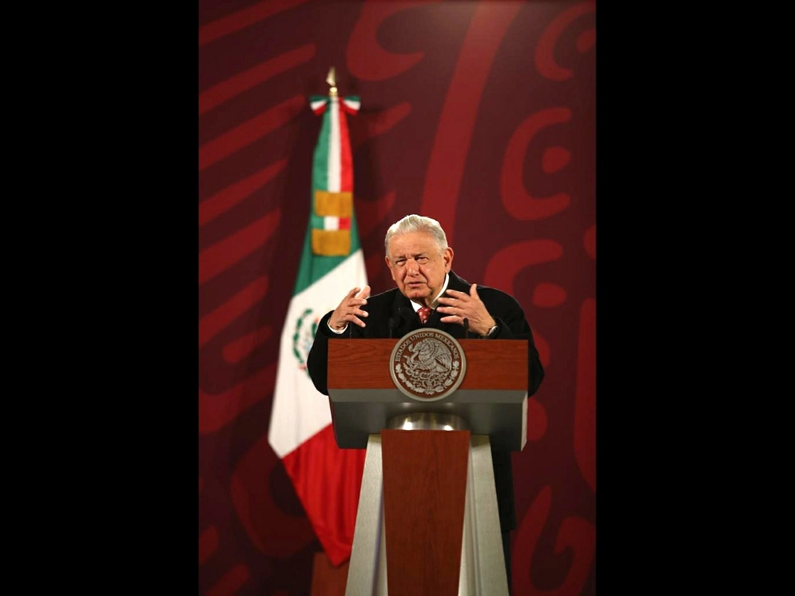 El presidente Andrés Manuel López Obrador durante su conferencia matutina en Palacio Nacional, en la Ciudad de México, el 9 de febrero de 2022. Foto Yazmín Ortega Cortés
