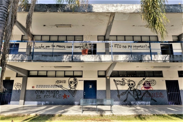 Dos semanas cumplió la toma del campus La Normal del Centro Universitario de Ciencias Sociales y Humanidades de la Universidad de Guadalajara. Foto cortesía CUCSH No Se Mueve.