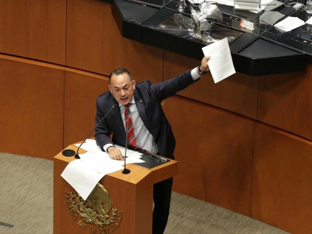 Erandi Bermúdez durante una intervención en el Senado, en imagen de archivo. Foto Roberto García Ortiz