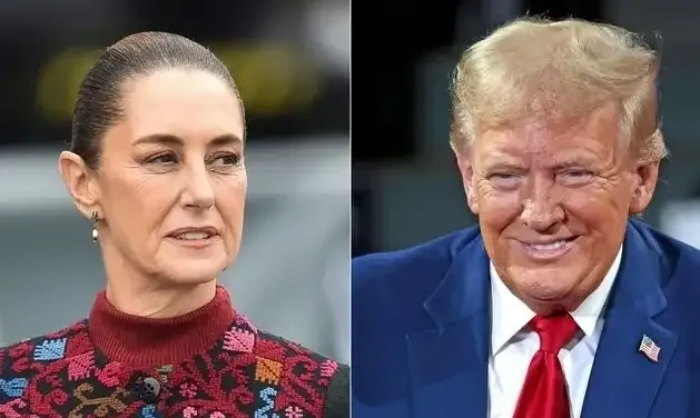 La presidenta Claudia Sheinbaum y el presidente de EU, Donald Trump. Foto
