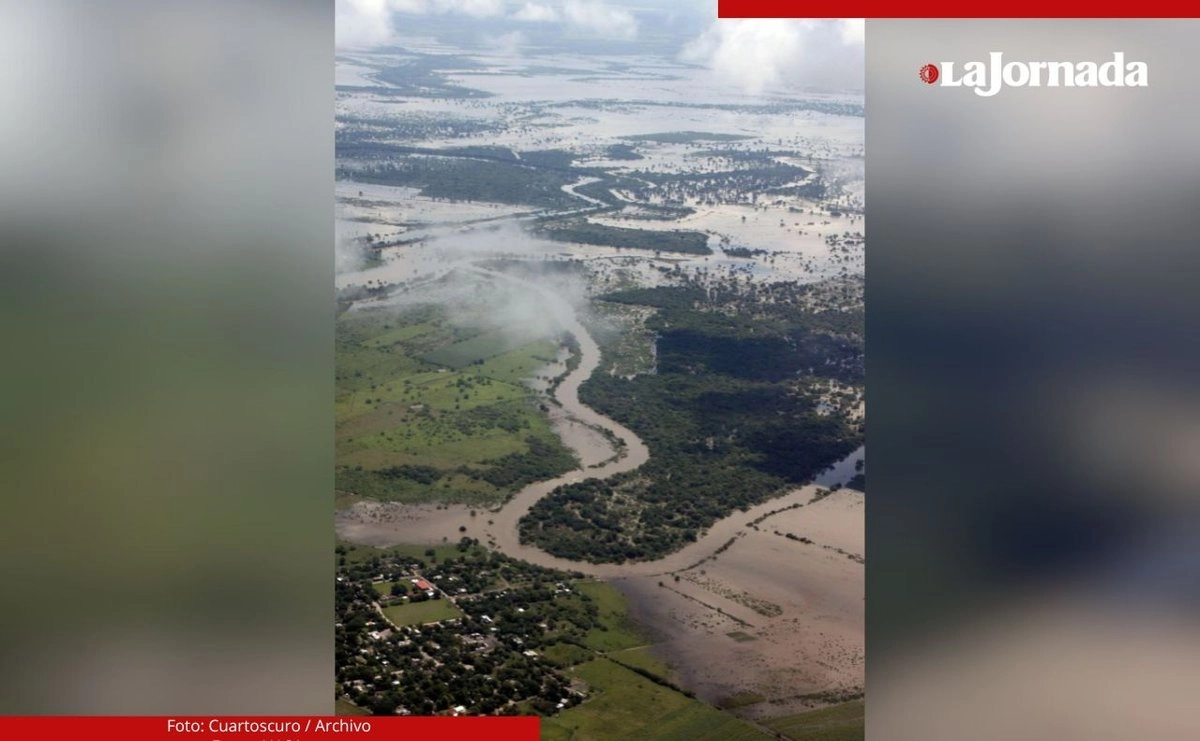 La Coordinación Nacional de Protección Civil pide a la población cercana al río Pánuco evitar cruzar puentes y caminos inundados. Foto 