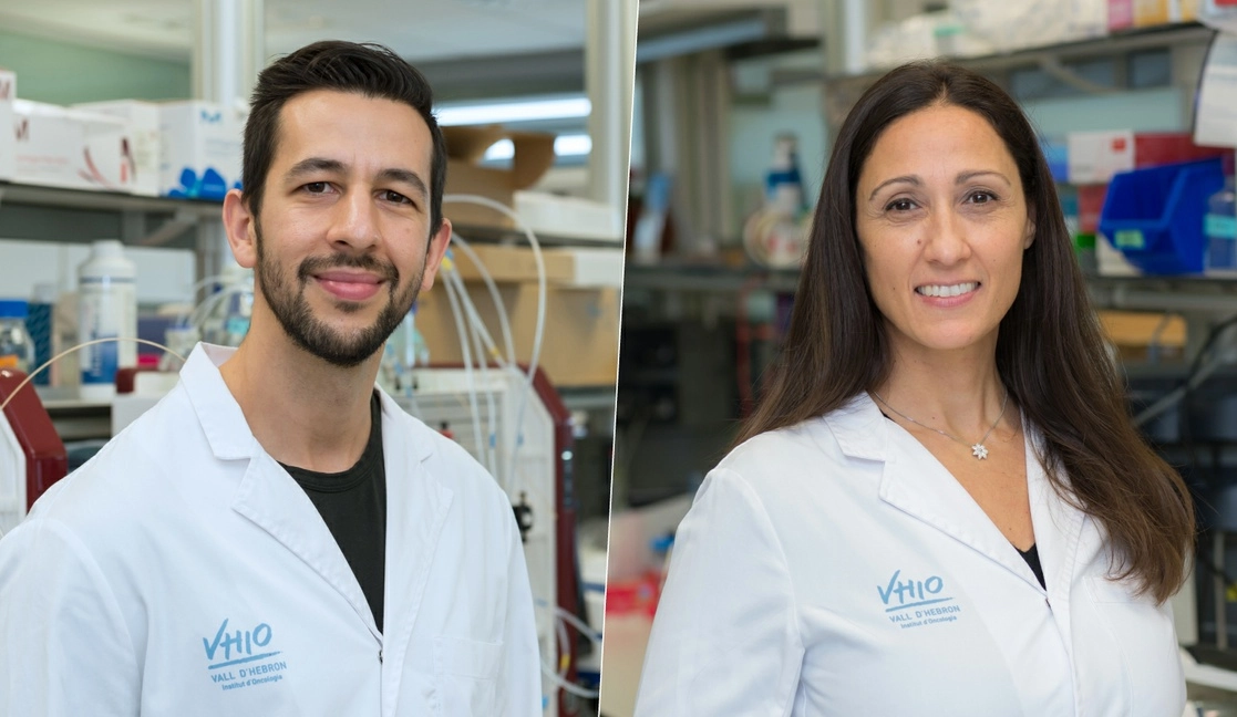 Daniel Massó y Laura Soucek, científicos investigadores del Vall d’Hebron Instituto de Oncología de Barcelona, España. Foto tomada del Twitter de @VHIO