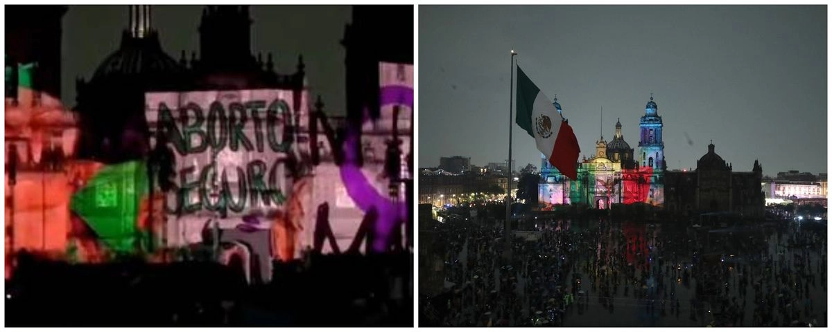 El material se difunde todas las noches sobre el templo por los 700 años de la fundación de Tenochtitlan. Foto 