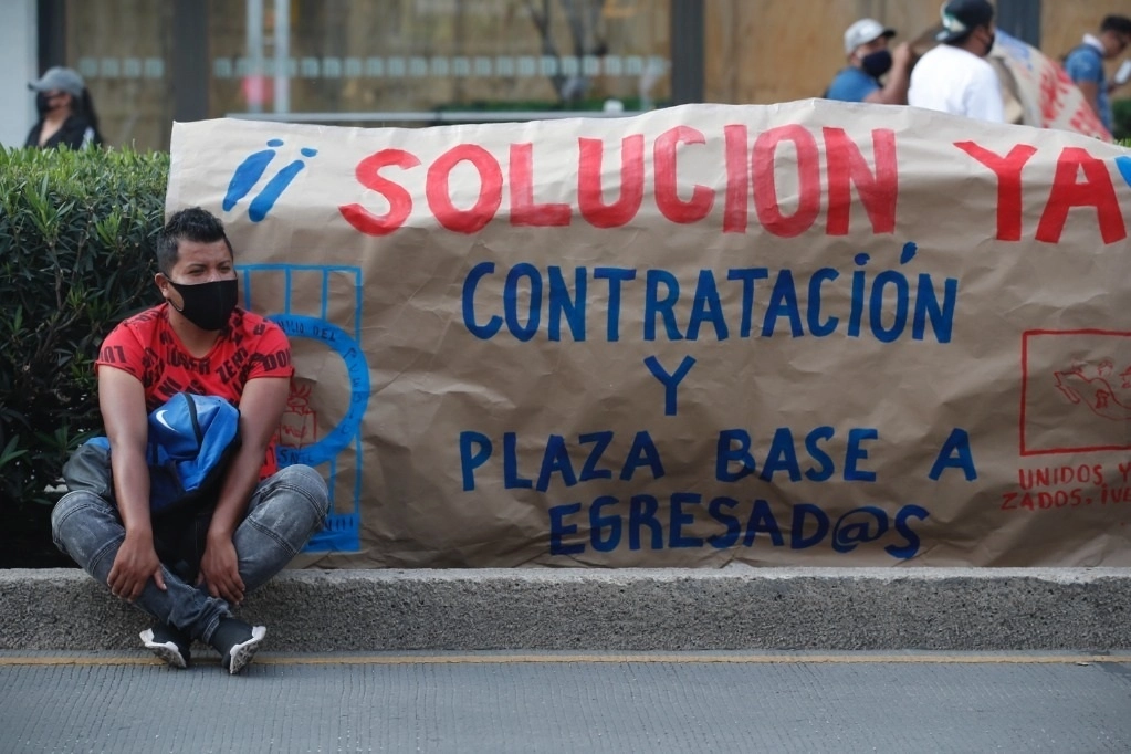 Maestros de la CNTE de Michoacán durante una protesta en la Ciudad de México. Foto Víctor Camacho / Archivo