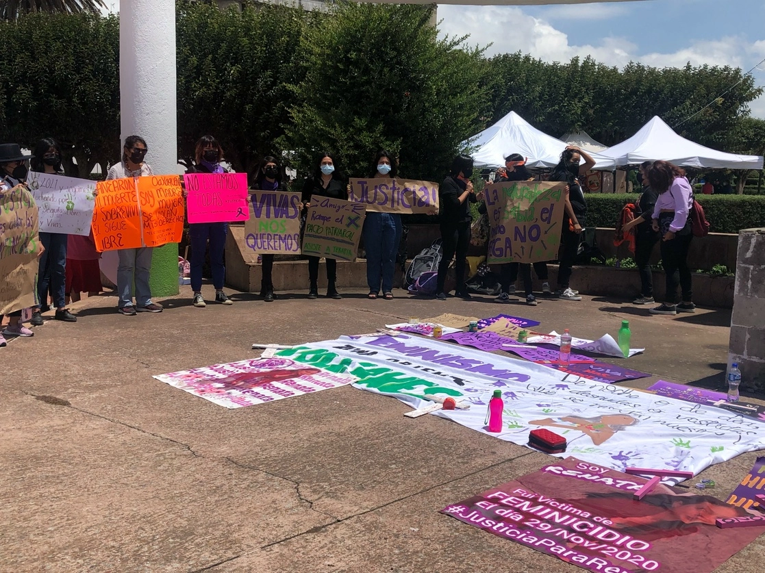 Colectivos feministas pidieron justicia para la niña asesinada por su abuelo el pasado 5 de julio y para todas las víctimas de feminicidio en el Edomex, el 16 de julio de 2021. Foto René Ramón