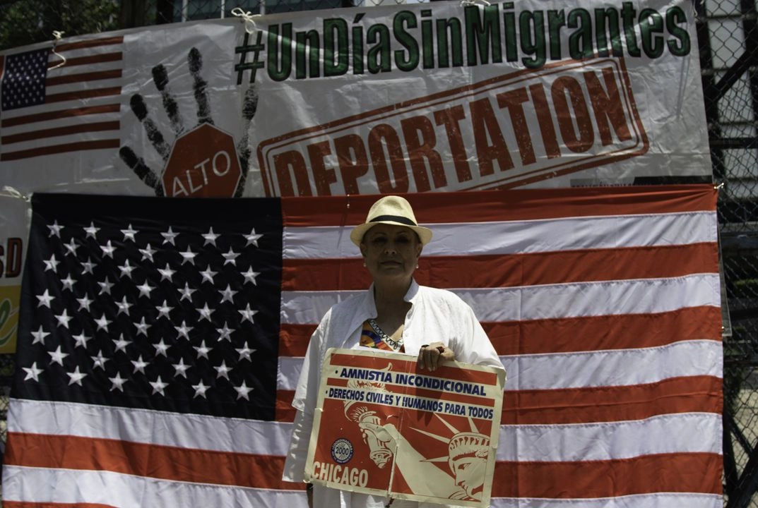 Integrantes de la Organización Binacional Migrante Aztlán durante una protesta en imagen de archivo. Foto 