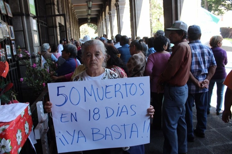 Durante una marcha de la Asociación Cívica Gustavo Salgado Delgado por la inseguridad en Cuernavaca, en enero de 2019. Foto Rubicela Morelos /Archivo