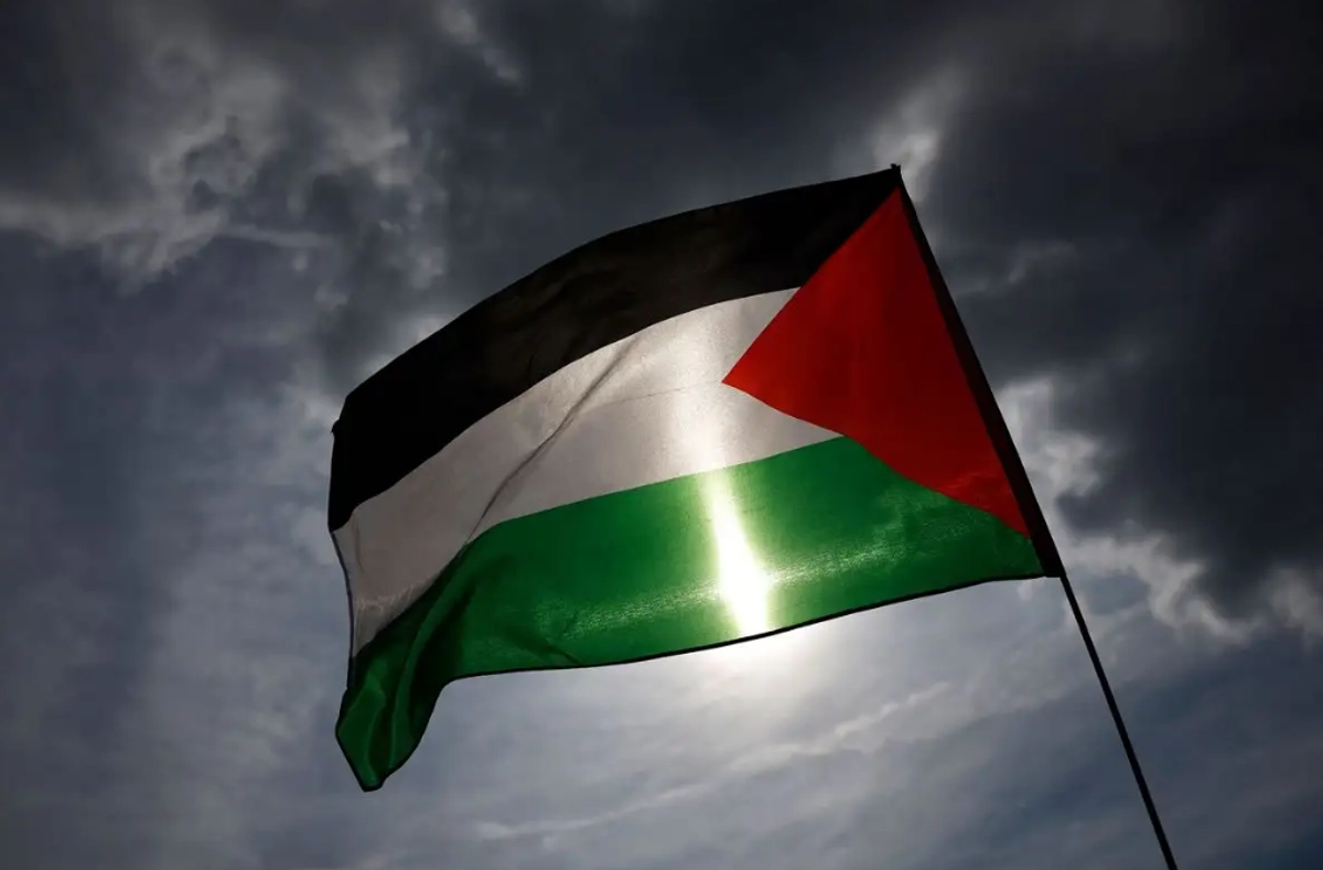 Una bandera palestina durante una manifestación de apoyo a los palestinos. 
