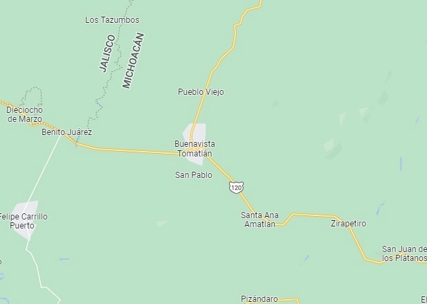 La única escuela secundaria en el municipio de Buenavista Tomatlán, Michoacán, carece de maestros. Foto Google Maps