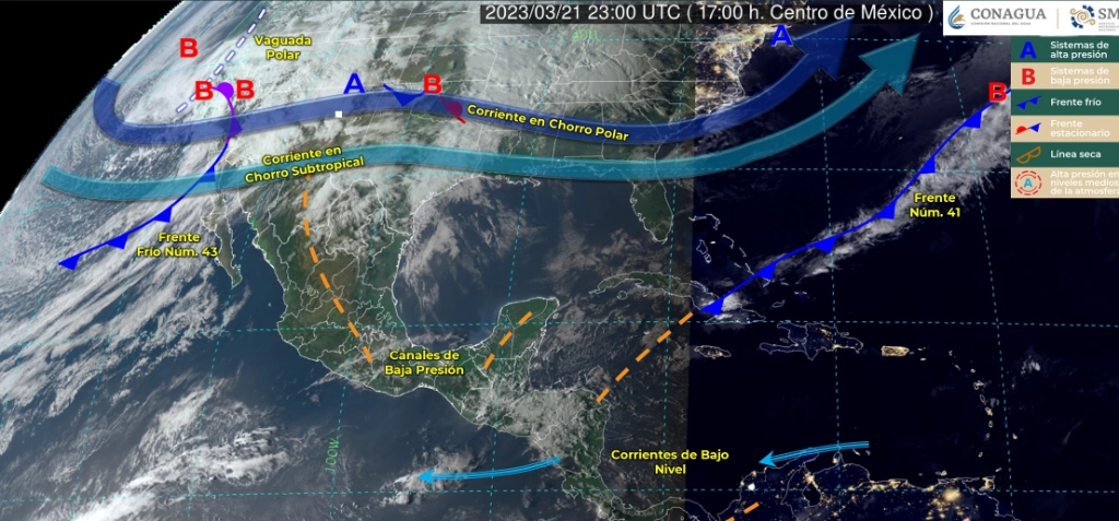 Se prevén chubascos en seis entidades. Imagen Conagua Clima