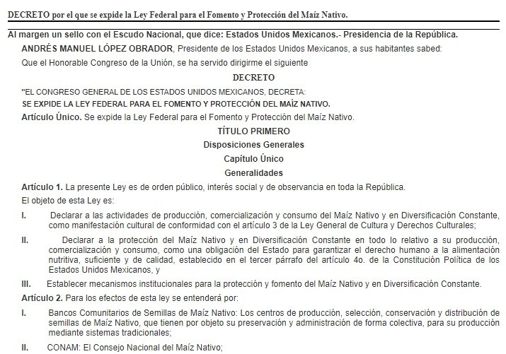 Imagen tomada de la versión digital del Diario Oficial de la Federación