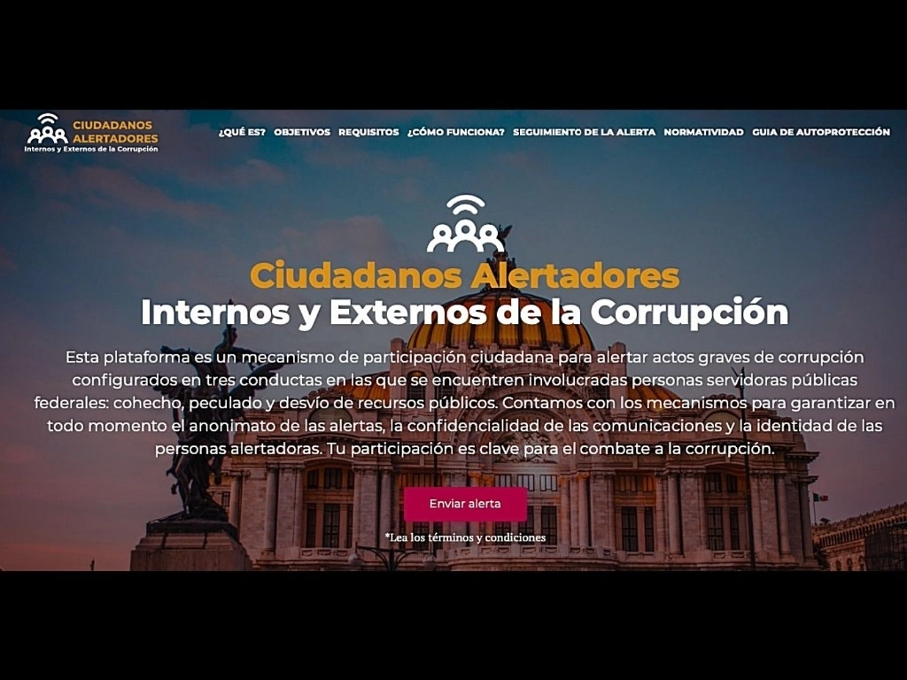 La SFP detalló que el protocolo consolida uno de los cinco ejes con los que Sandoval Ballesteros “impulsa el combate a la corrupción desde el inicio de su administración, que busca otorgar medidas de protección efectivas a las personas alertadoras que denuncien a través del Sistema de Ciudadanos Alertadores (www.alertadores.funcionpublica.gob.mx). Imagen tomada del Twitter de @SFP_mx