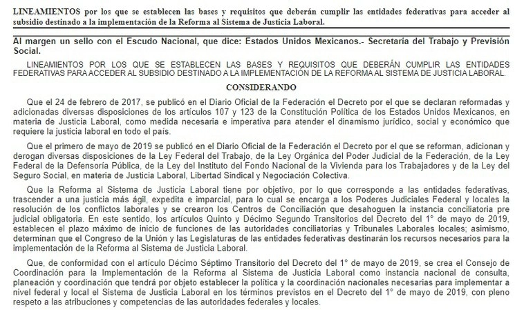 Imagen tomada del Diario Oficial de la Federación 