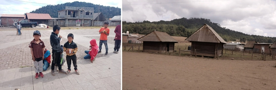 Habitantes y viviendas de la región de Los Santos, municipio de Los Reyes, Michoacán, donde por décadas han permanecido en la pobreza y el olvido más de 18 mil purépechas. Foto Ernesto Martínez