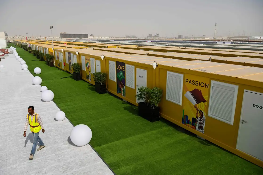 Cabañas en la aldea de Al-Emadi, en Doha, el 9 de noviembre de 2022. Foto Afp