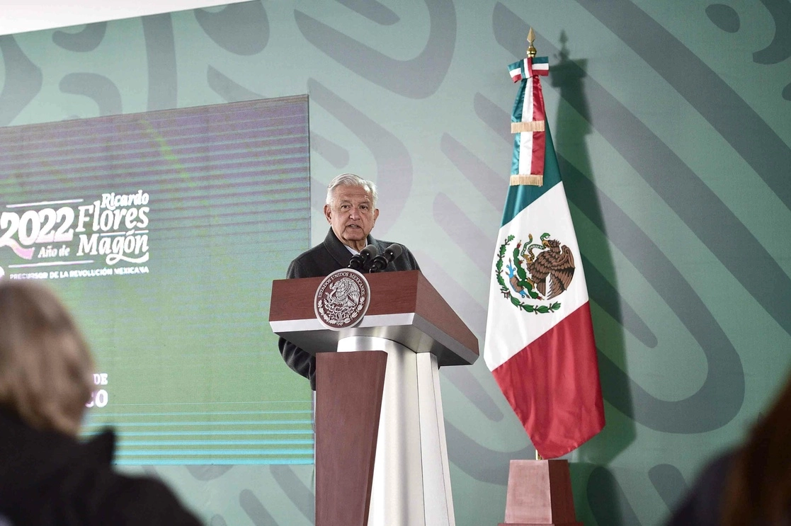 El presidente Andrés Manuel López Obrador durante su conferencia matutina realizada en Tijuana, Baja California, el 17 de febrero de 2022. Foto cortesía Presidencia