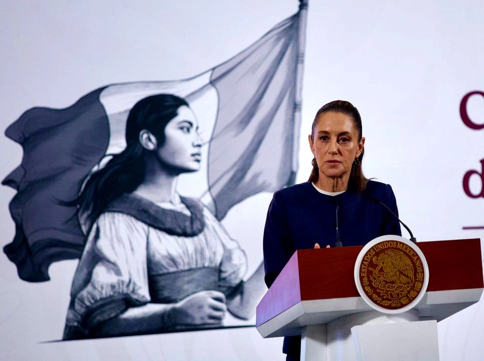  La presidenta de México, Claudia Sheinbaum, durante su conferencia matutina en Palacio Nacional, en la Ciudad de México, el 26 de mayo de 2025. 