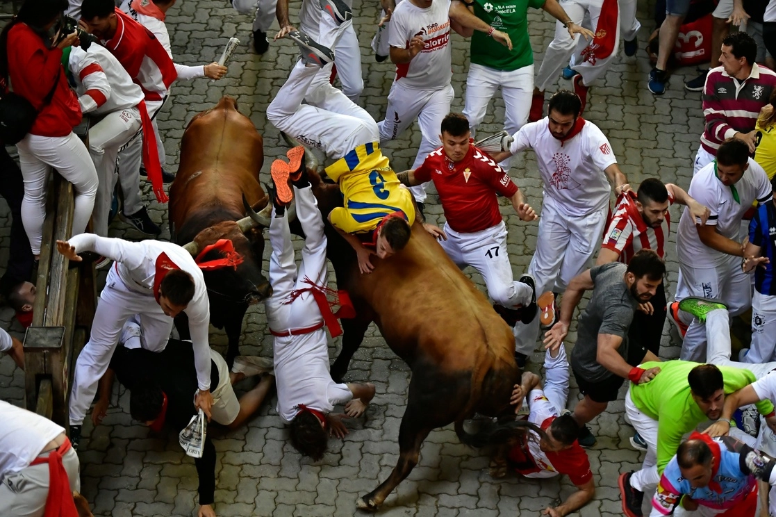Fiesta de San Fermín en Pamplona, ​​norte de España, el 11 de julio de 2022. Foto Ap