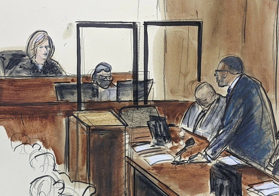 Ilustración del juicio por tráfico sexual en contra del cantante de R&B, R. Kelly, el 22 de septiembre de 2021. Imagen Ap