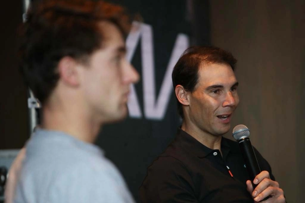 El tenista español Rafael Nadal durante una conferencia de prensa sobre su participación en el próximo evento Tennis Fest GNP, el 1 de diciembre de 2022. Foto Yazmín Ortega Cortés
