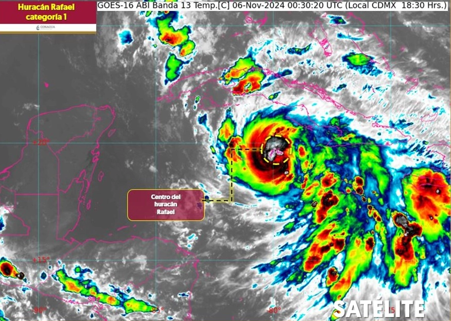 Trayectoria del huracán 'Rafael'. Imagen tomada de la cuenta de X @conagua_clima