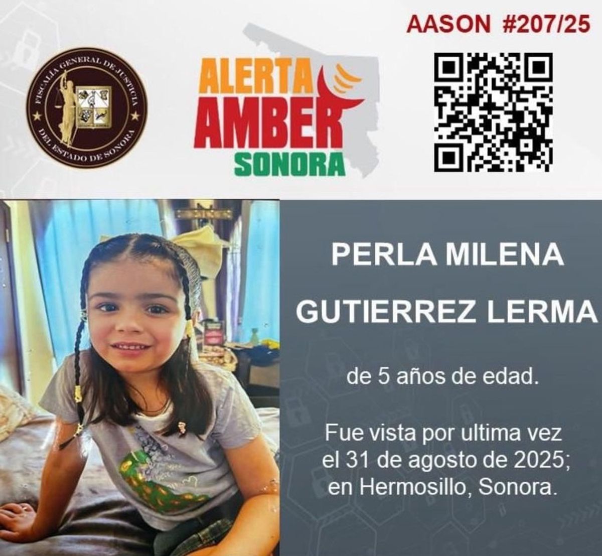 Raptan a un niña de cinco años en Hermosillo, Sonora; activan Alerta Amber