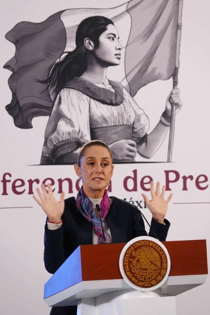 La presidenta Sheinbaum, durante su conferencia de prensa de este miércoles 23 de octubre, desde Palacio Nacional. Foto Cuartoscuro 