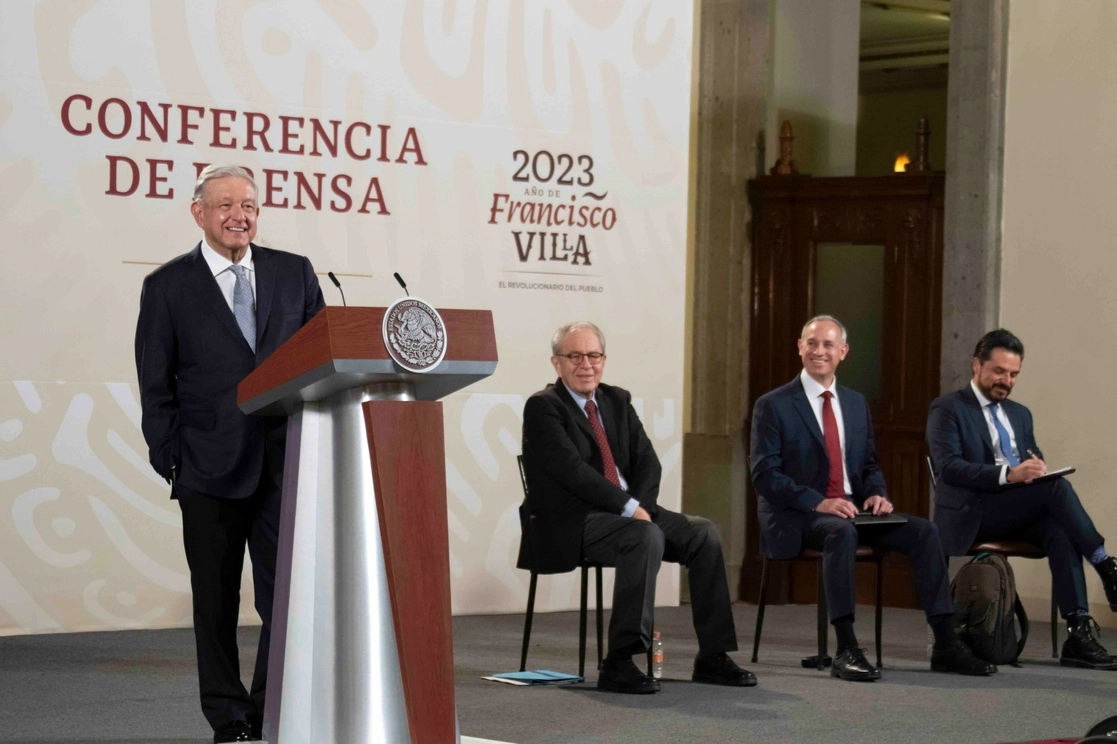 El presidente López Obrador, durante su conferencia de prensa de este martes 28 de febrero. Foto Presidencia 