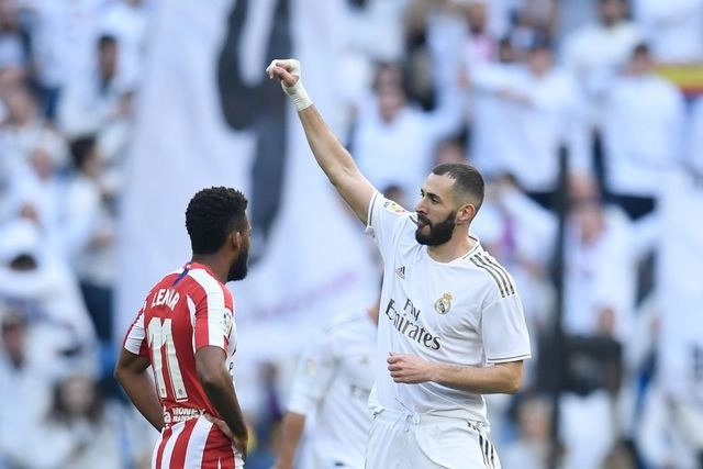 El gol de Karim Benzema ante el Atlético de Madrid cayó al minuto 56. Foto Afp 