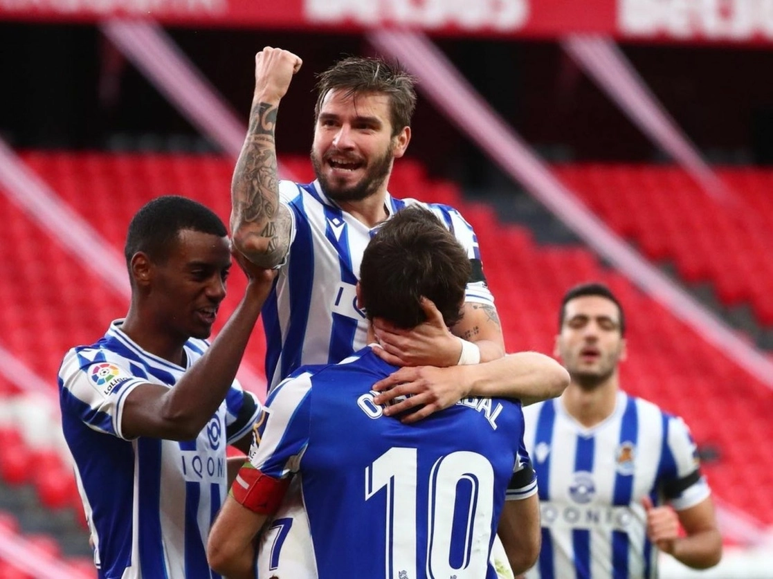 Cristian Portugués fue el autor del único tanto del encuentro engtre Real Sociedad y Athletic Club, en la fecha 16 de La Liga. Foto tomada del Twitter de @RealSociedad

