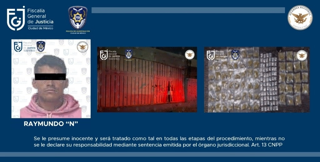 Tanto el hombre, como los indicios fueron puesto a disposición de la Fiscalía de Investigación Territorial en Iztapalapa, que continuará con las investigaciones correspondientes. Foto cortesía Fiscalía CDMX.