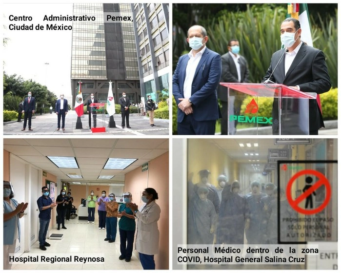 En varias instalaciones de Pemex se realizó el homenaje. Foto @Pemex